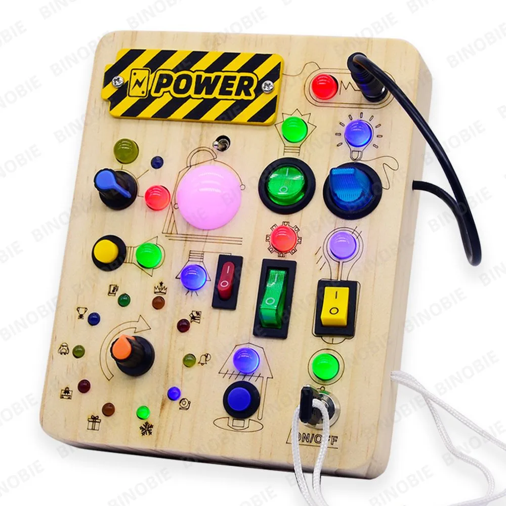 Montessori busy board LED switch toy