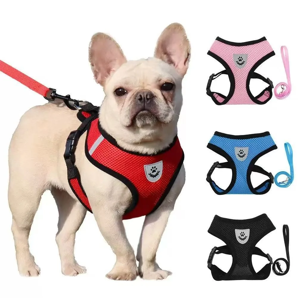 Pet chest harness with reflective leash